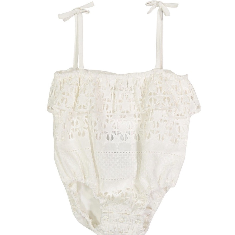 Andy and Evan White Floral + star Bubble Suit